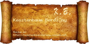 Kesztenbaum Berény névjegykártya